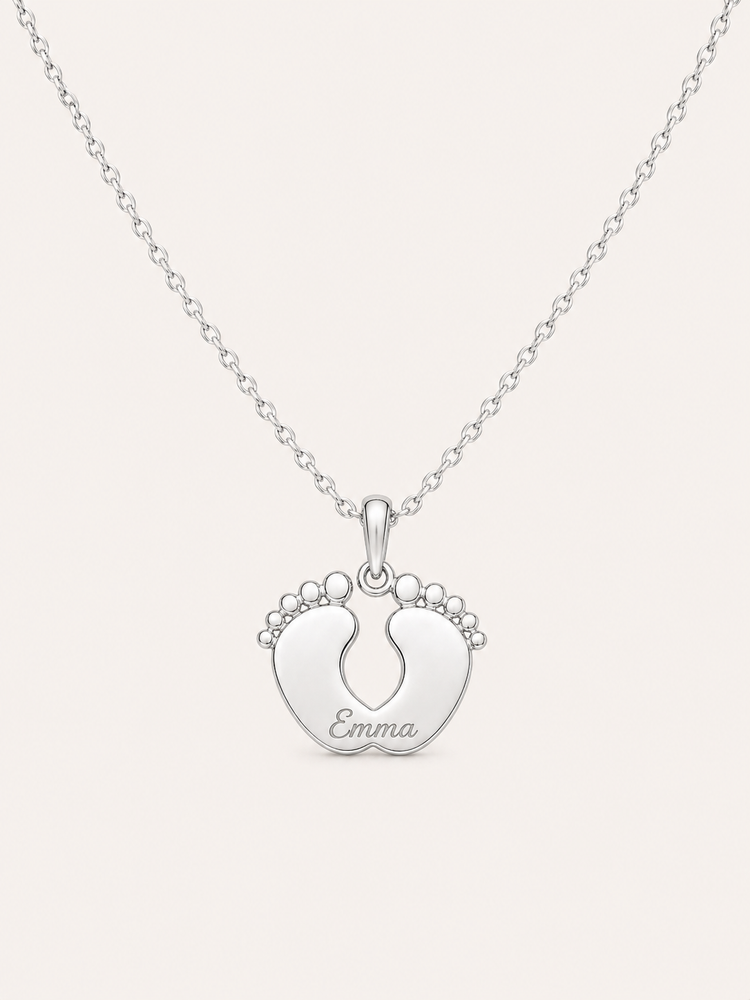 Baby Feet Pendant - Silver